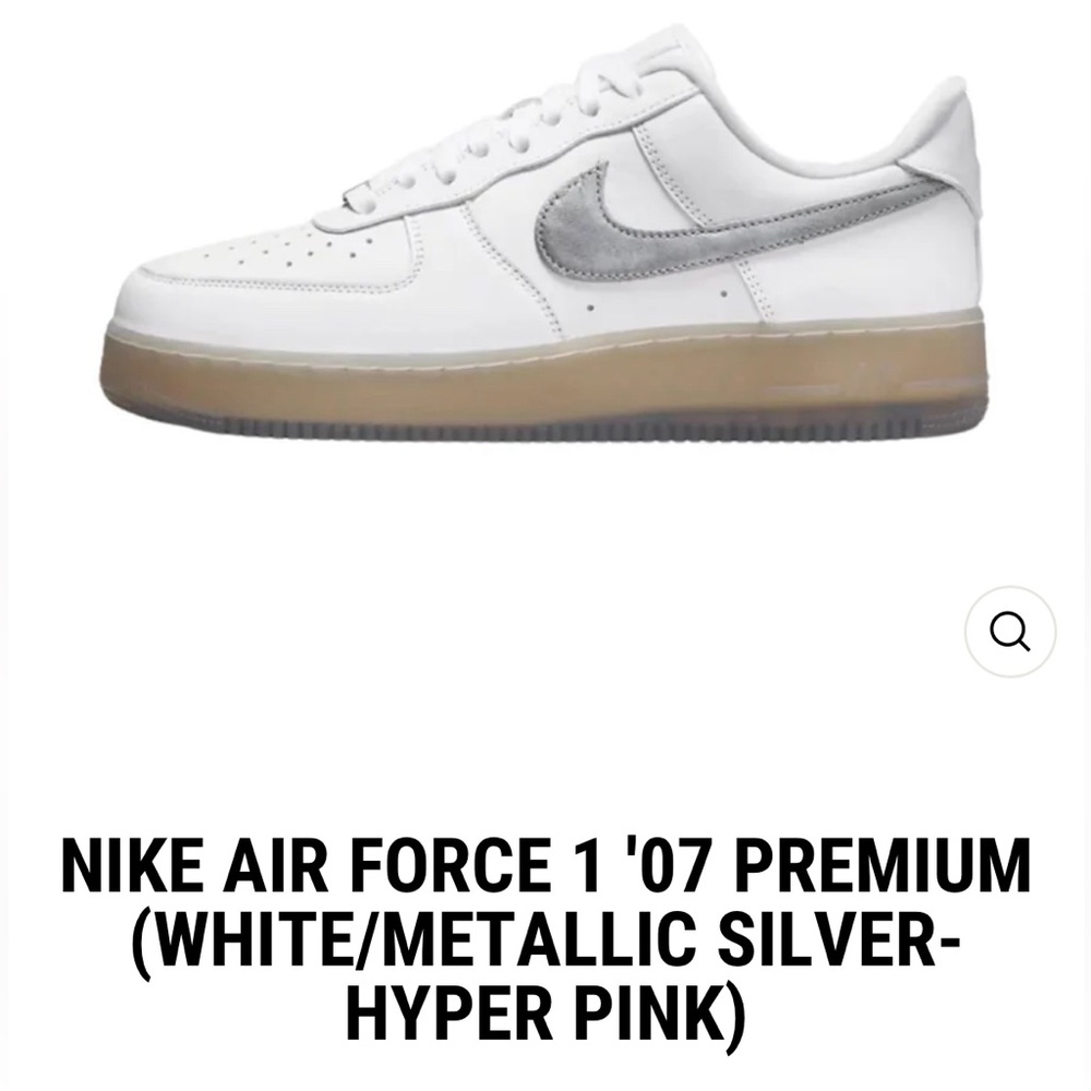 Nike Air Force 1 07’ Premium White/ Metallic Silver/ Hyper Pink